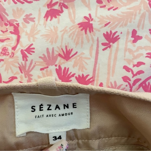 Sezane Theofil Trousers Wide Leg Pleated Pants in FR 34 US 2 Nude Pink - Picture 5 of 7